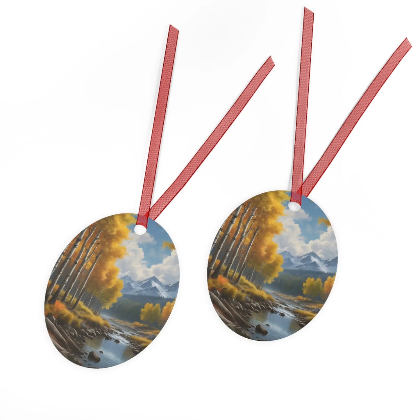 Mountain Stream Metal Ornament — Autumn Aspens Holiday Decoration - Home Decor