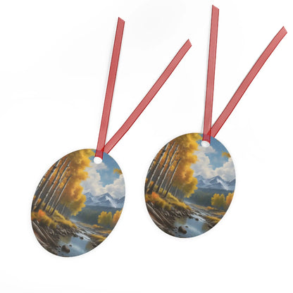 Mountain Stream Metal Ornament — Autumn Aspens Holiday Decoration - Home Decor