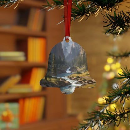 Mountain Stream Metal Ornament — Scenic Nature Ornament for Christmas & Cabin Decor - Home Decor