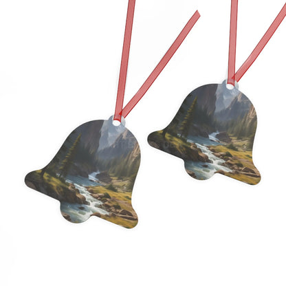 Mountain Stream Metal Ornament — Scenic Nature Ornament for Christmas & Cabin Decor - Home Decor
