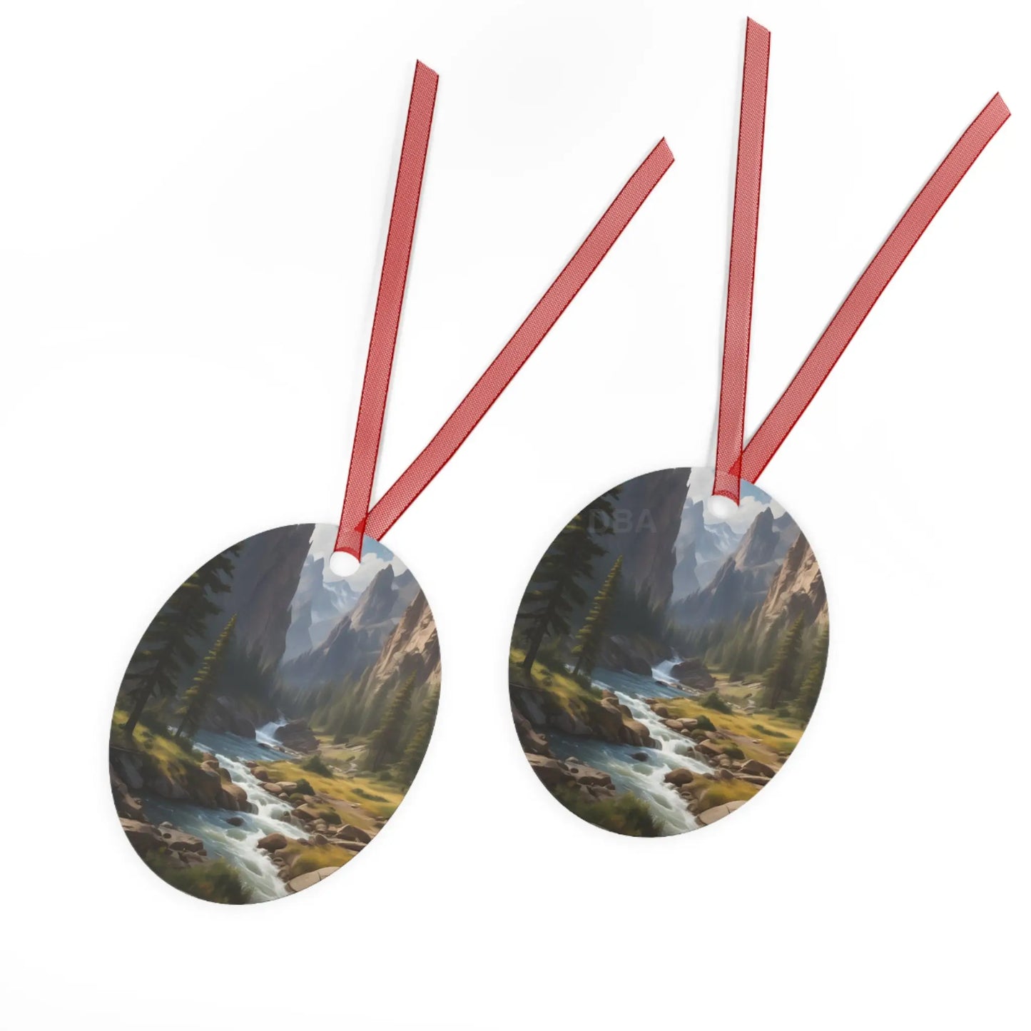 Mountain Stream Metal Ornament — Scenic Nature Ornament for Christmas & Cabin Decor - Home Decor