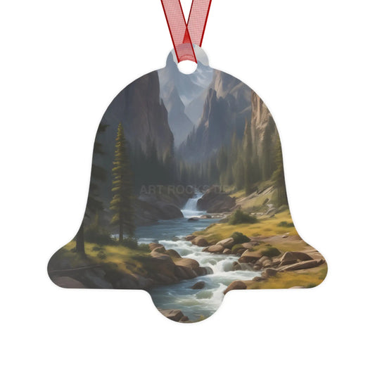 Mountain Stream Metal Ornament — Scenic Nature Ornament for Christmas & Cabin Decor - Bell / One Size - Home Decor