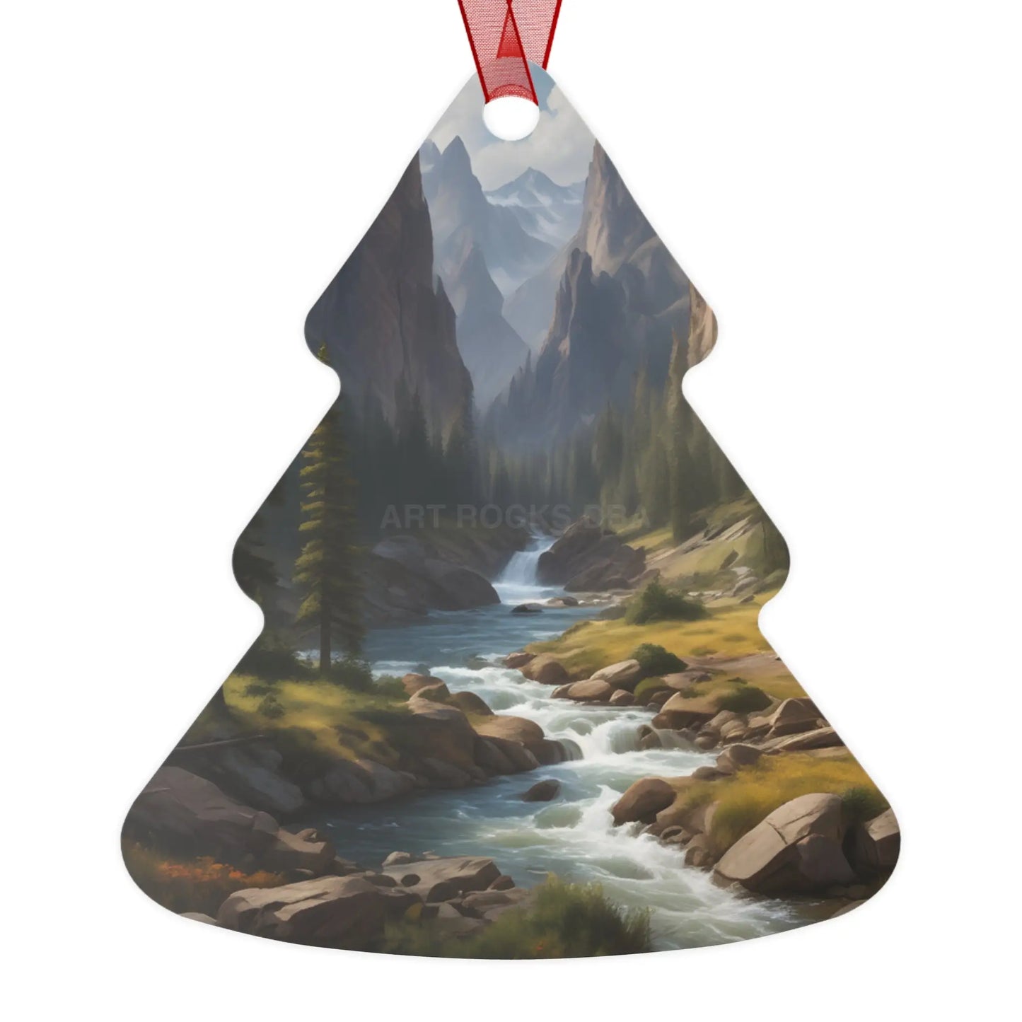 Mountain Stream Metal Ornament — Scenic Nature Ornament for Christmas & Cabin Decor - Tree / One Size - Home Decor