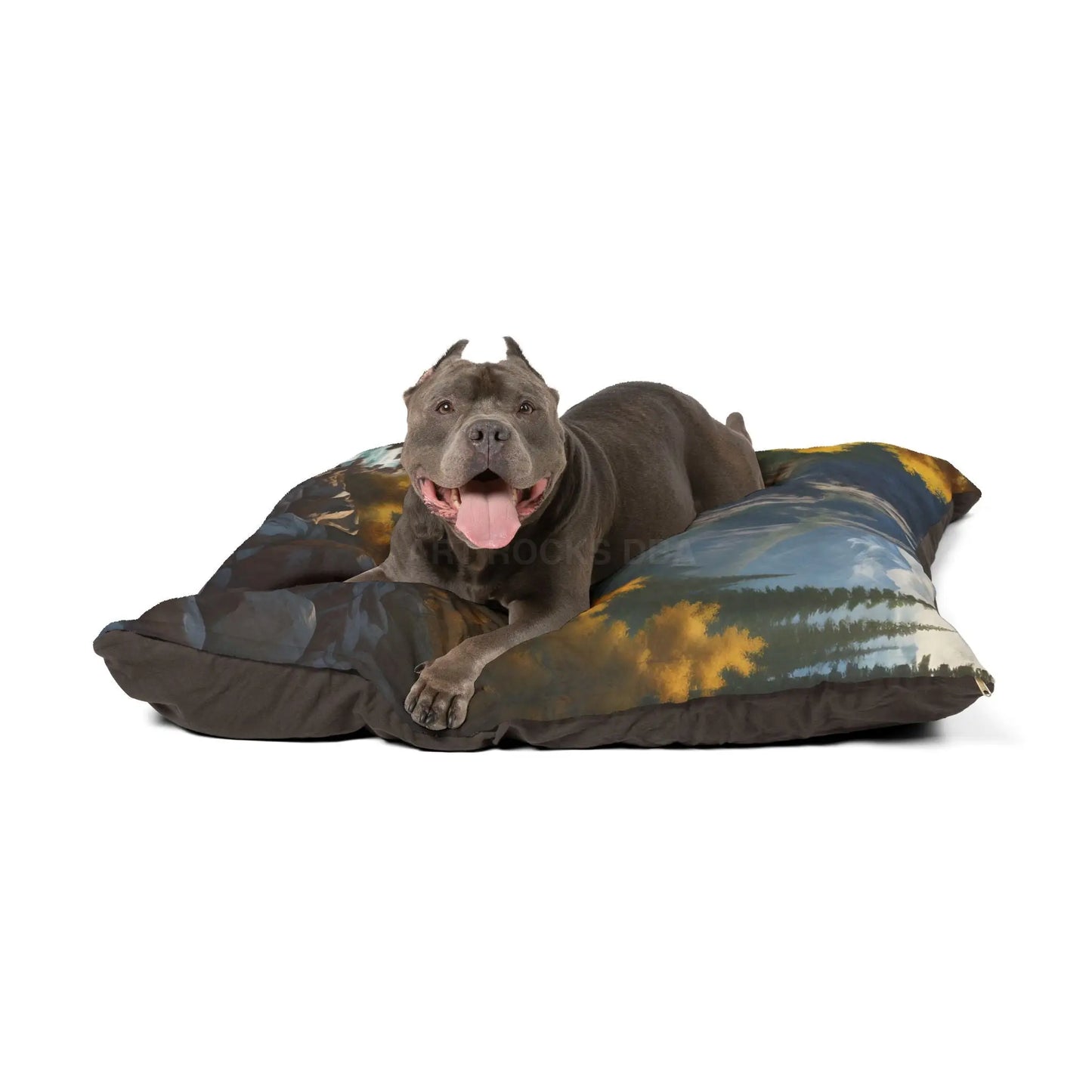Mountain Stream Pet Bed — Scenic Autumn Landscape Dog & Cat Cushion - Pets