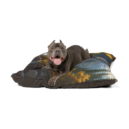 Mountain Stream Pet Bed — Scenic Autumn Landscape Dog & Cat Cushion - Pets