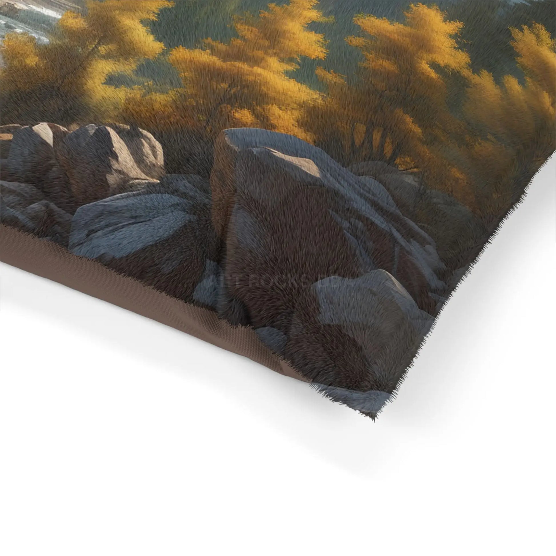 Mountain Stream Pet Bed — Scenic Autumn Landscape Dog & Cat Cushion - Pets