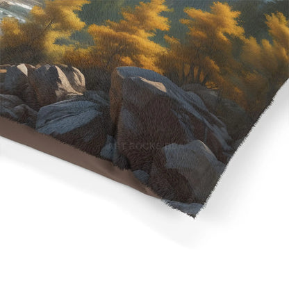Mountain Stream Pet Bed — Scenic Autumn Landscape Dog & Cat Cushion - Pets
