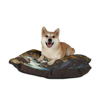 Mountain Stream Pet Bed — Scenic Autumn Landscape Dog & Cat Cushion - Pets