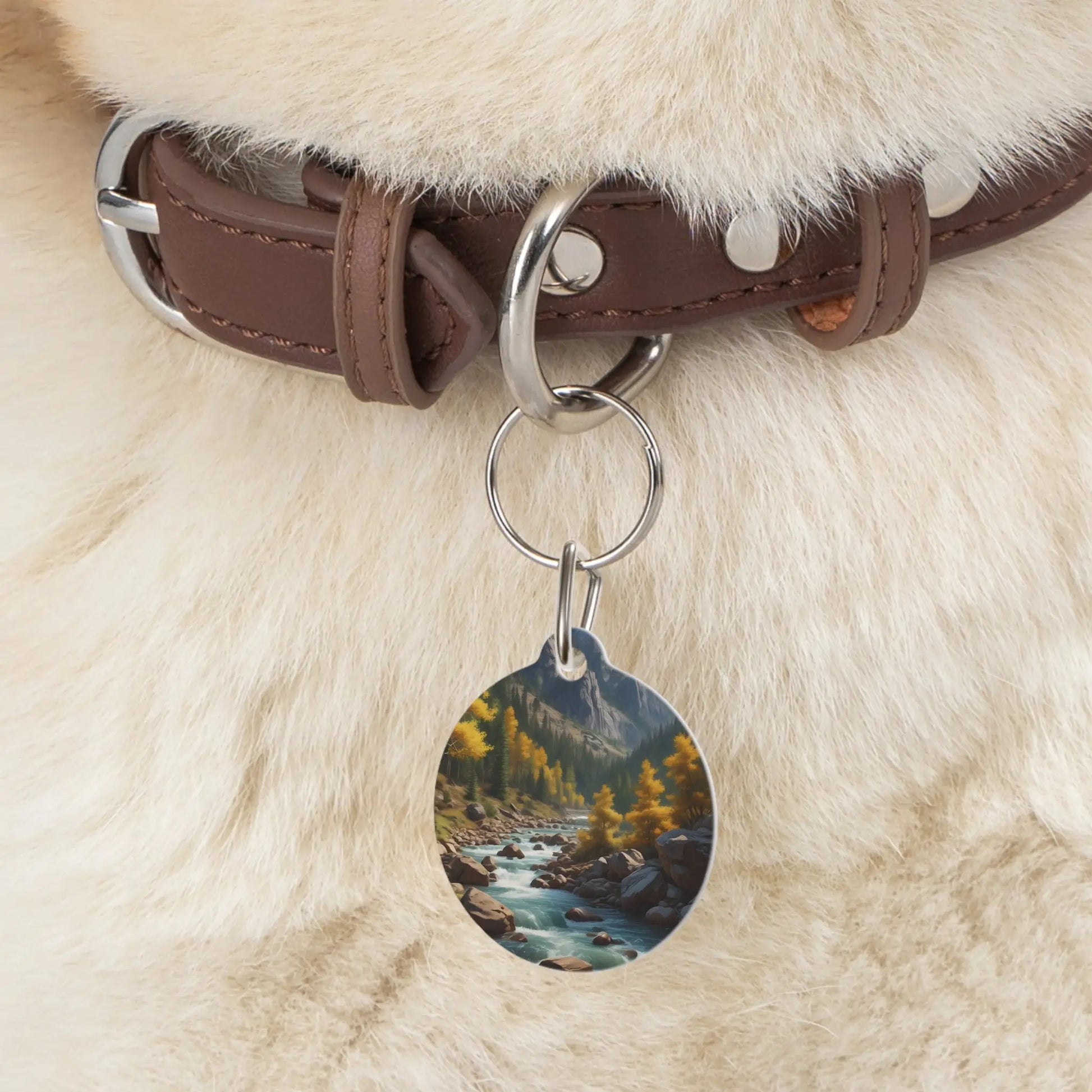 Mountain Stream Pet Tag — Scenic River Landscape Dog ID Tag - 1’’ - Pets