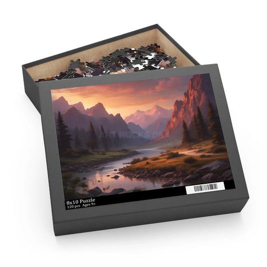 Mountain Sunset Landscape Puzzle — 120/252/500-Piece Scenic Jigsaw - 10’’ × 8’’ (120 pcs) - Puzzle