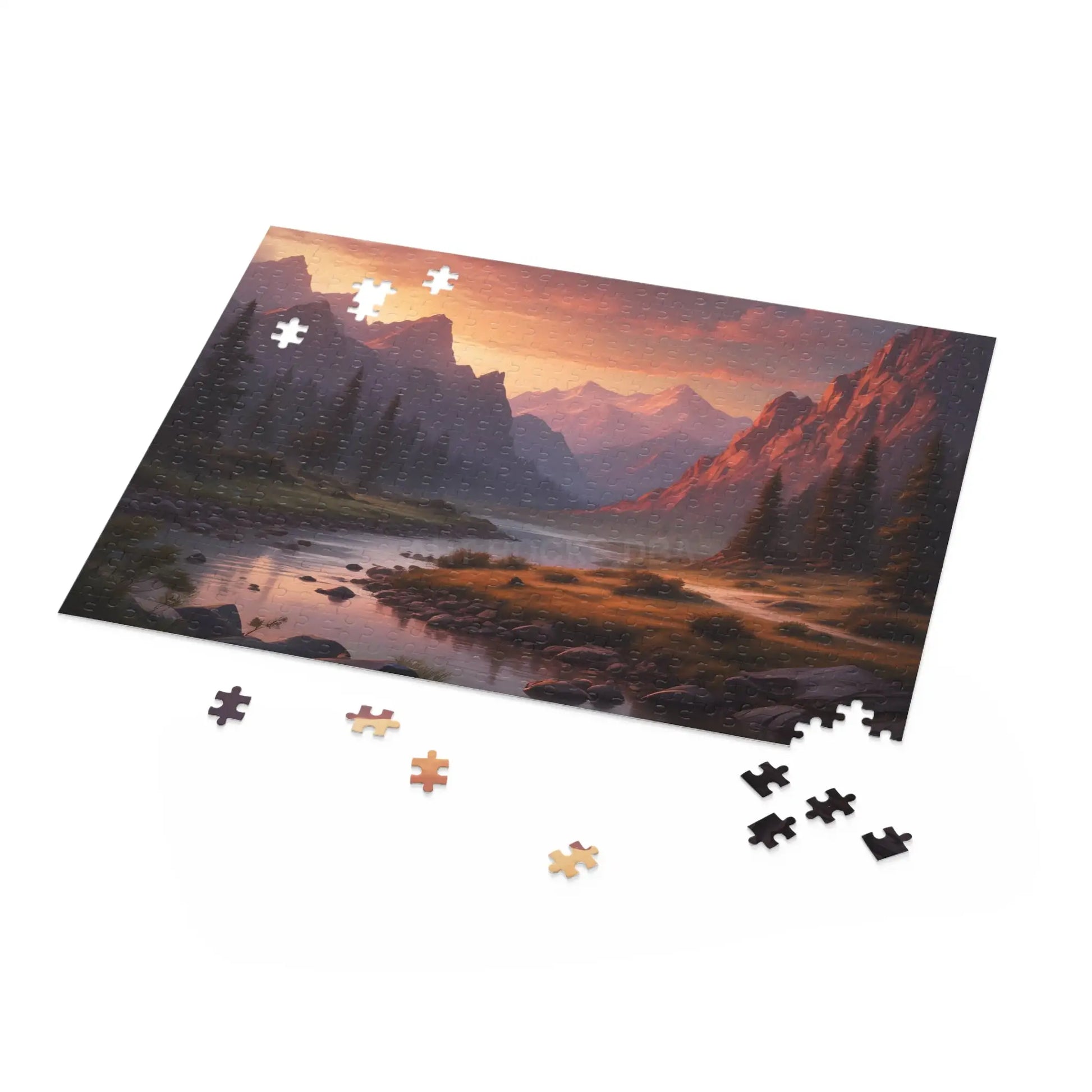 Mountain Sunset Landscape Puzzle — 120/252/500-Piece Scenic Jigsaw - Puzzle