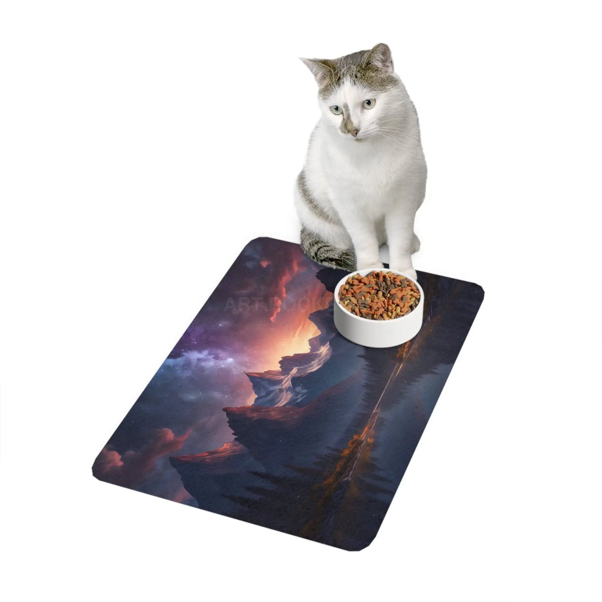 Mountain Sunset Pet Food Mat (12x18) - Scenic Dog & Cat Feeding Placemat - 12’’ × 18’’ / Rectangle - Pets