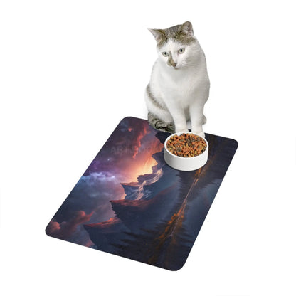 Mountain Sunset Pet Food Mat (12x18) - Scenic Dog & Cat Feeding Placemat - 12’’ × 18’’ / Rectangle - Pets