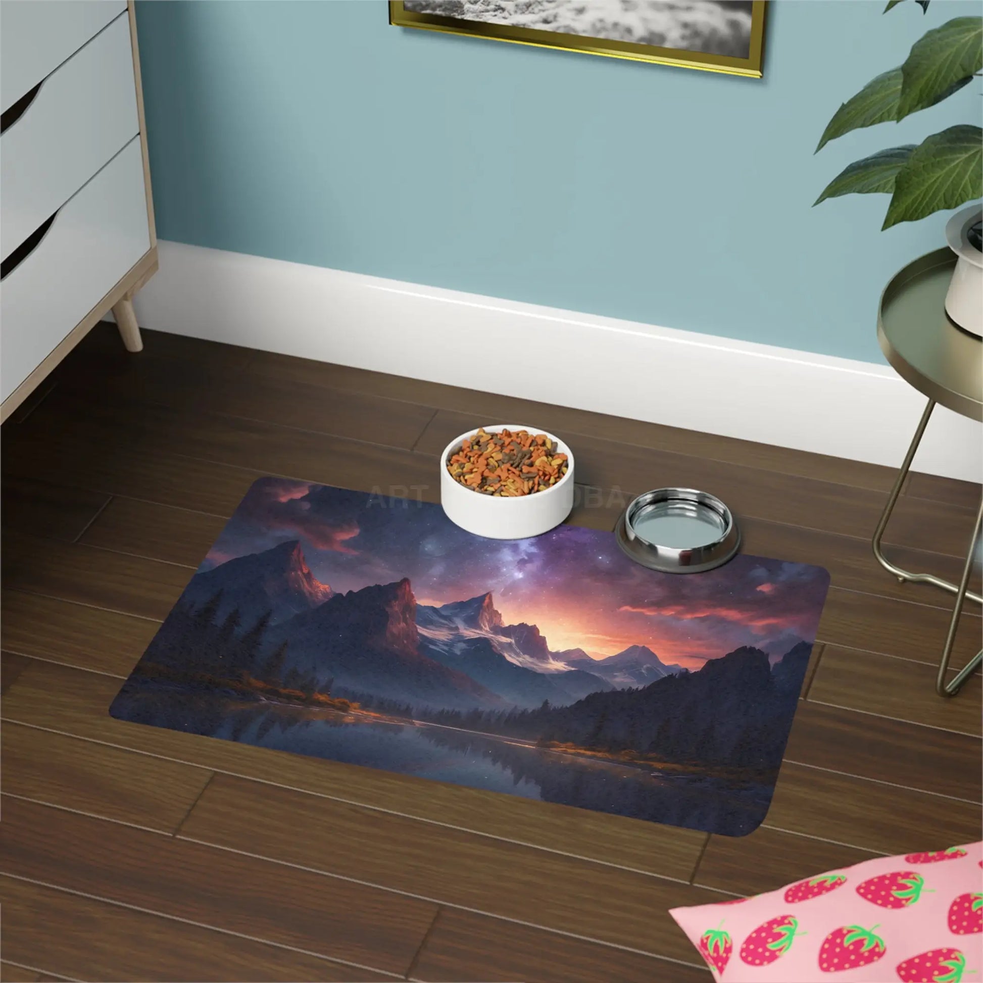 Mountain Sunset Pet Food Mat (12x18) - Scenic Dog & Cat Feeding Placemat - 12’’ × 18’’ / Rectangle - Pets