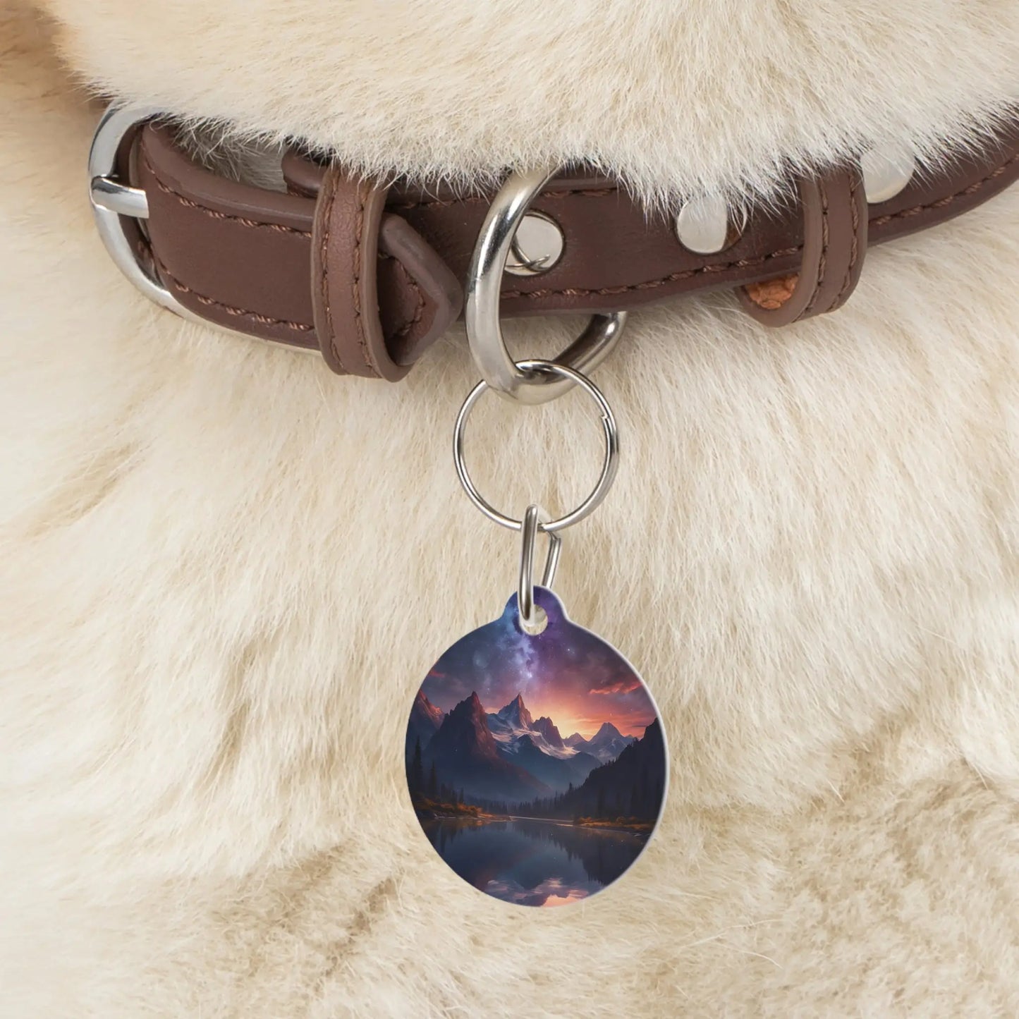 Mountain Sunset Pet Tag — Scenic Night Sky Dog & Cat ID Tag - 1’’ - Pets