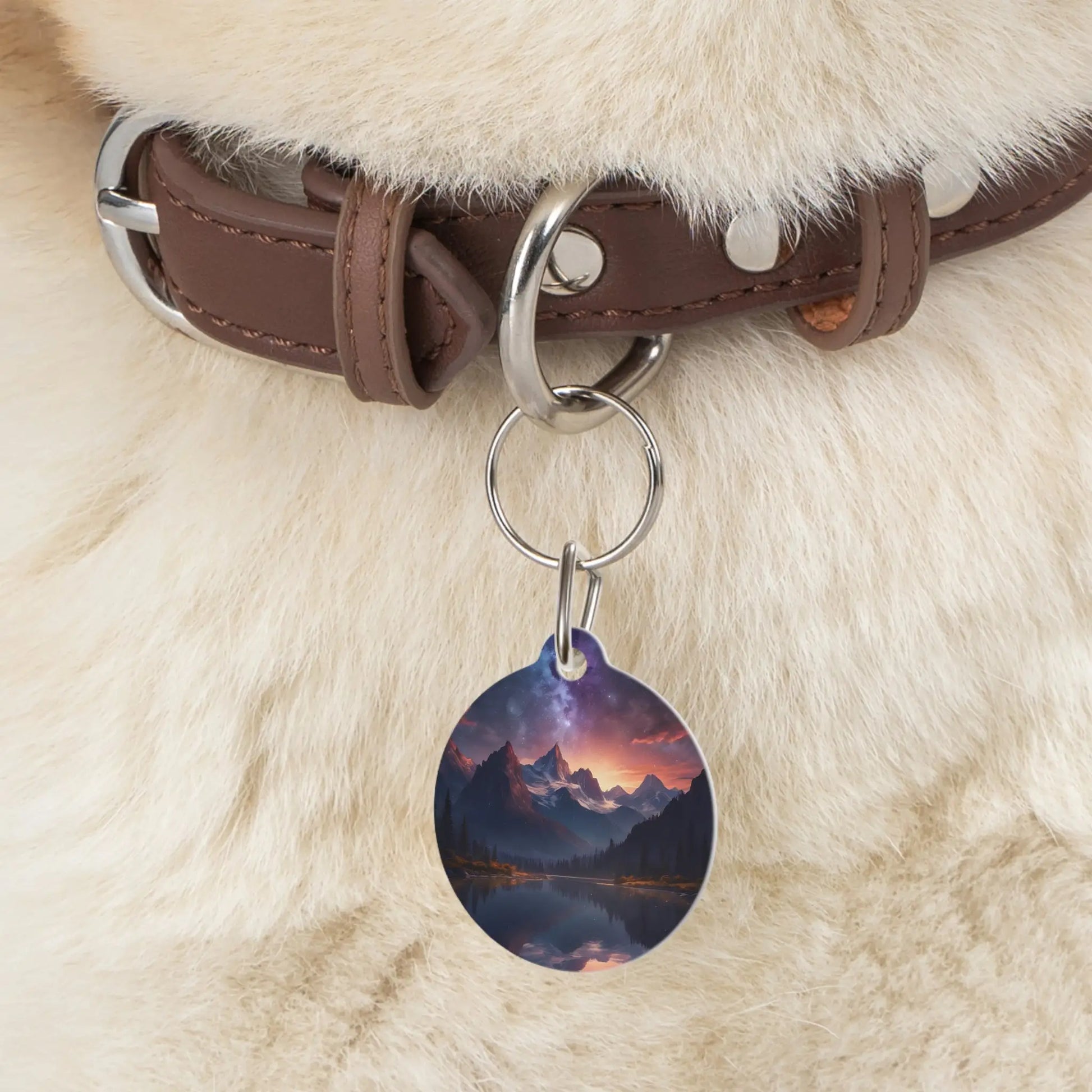 Mountain Sunset Pet Tag — Scenic Night Sky Dog & Cat ID Tag - 1’’ - Pets