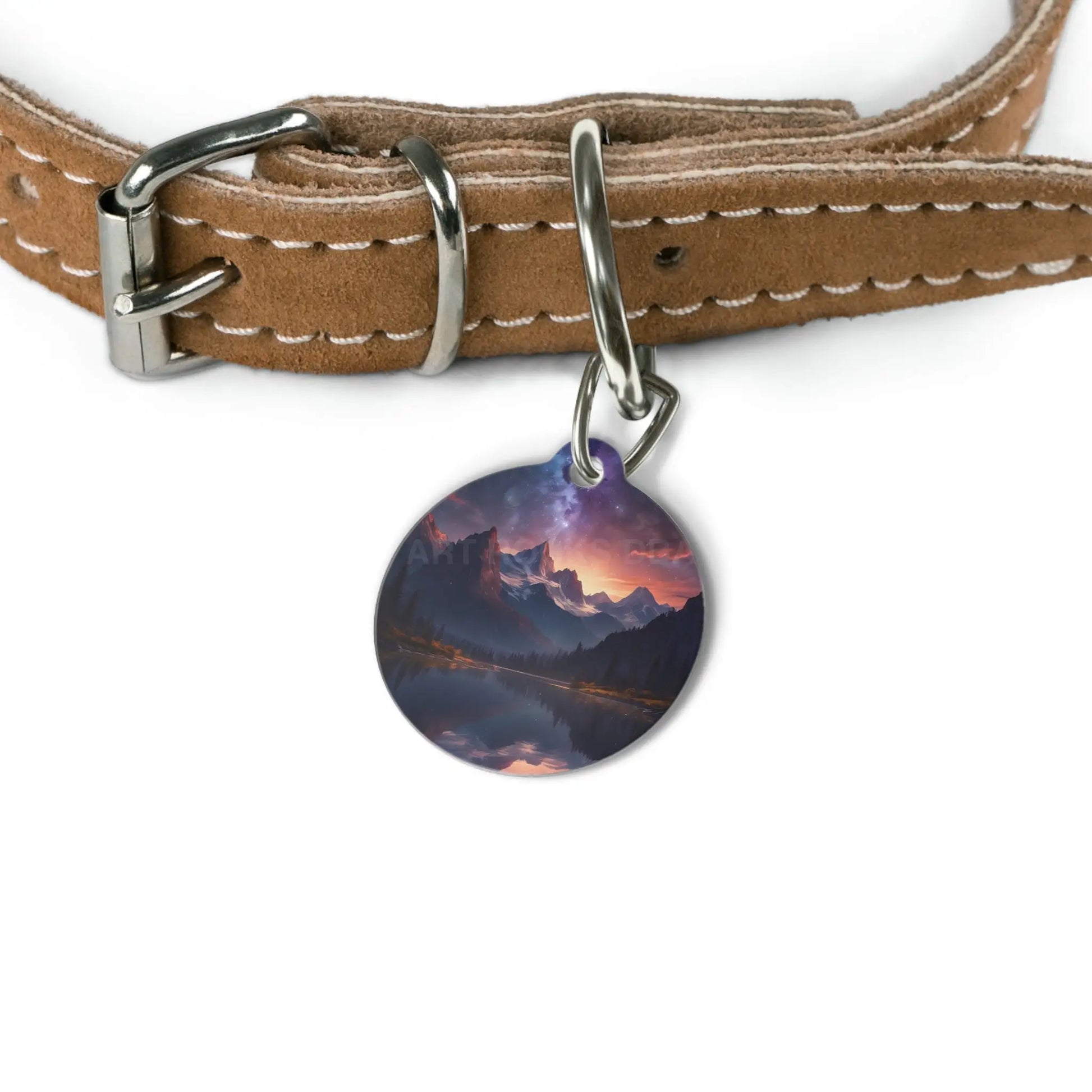 Mountain Sunset Pet Tag — Scenic Night Sky Dog & Cat ID Tag - 1’’ - Pets