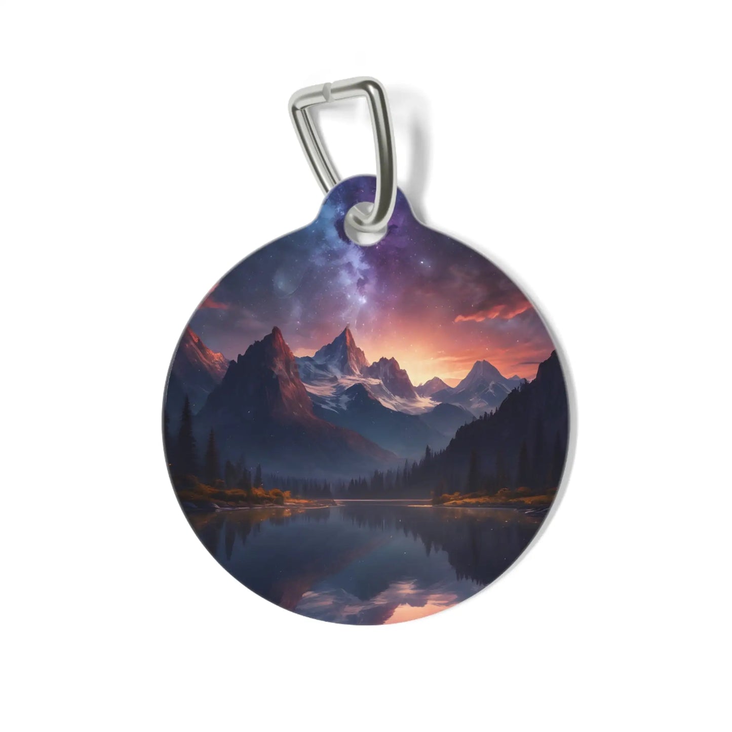Mountain Sunset Pet Tag — Scenic Night Sky Dog & Cat ID Tag - 1’’ - Pets