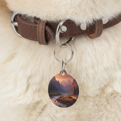 Mountain Sunset Pet Tag — Scenic River Valley Dog & Cat ID Tag - 1’’ - Pets