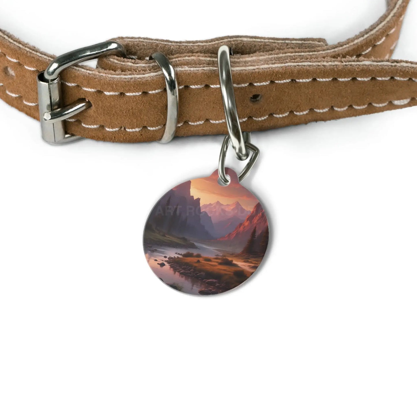 Mountain Sunset Pet Tag — Scenic River Valley Dog & Cat ID Tag - 1’’ - Pets