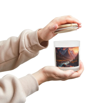 Mountain Sunset Scented Candle — Frosted Glass 11oz - Home Decor