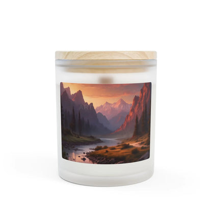 Mountain Sunset Scented Candle — Frosted Glass 11oz - Home Decor