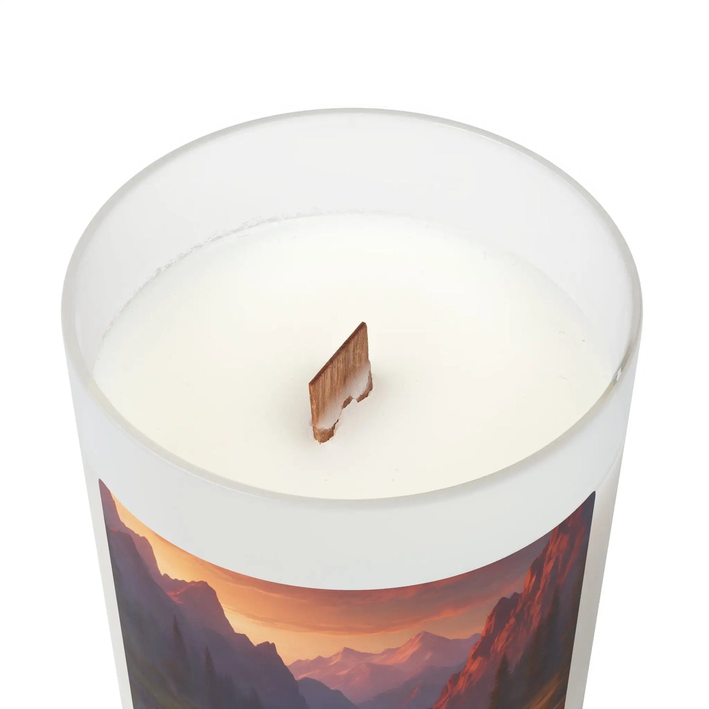 Mountain Sunset Scented Candle — Frosted Glass 11oz - Home Decor