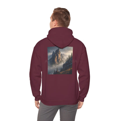 Mountain Top Unisex Hooded Sweatshirt - Cozy Creative Wear for Artists Nature Lovers Gift for Art Enthusiasts