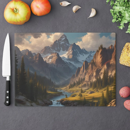 Mountain Valley Cutting Board — Scenic Alpine Landscape Charcuterie & Prep Board - Large - Home Decor