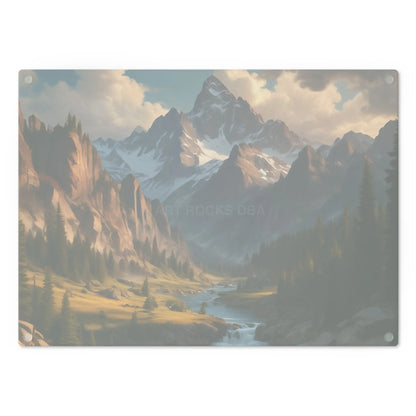 Mountain Valley Cutting Board — Scenic Alpine Landscape Charcuterie & Prep Board - Home Decor