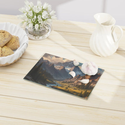 Mountain Valley Cutting Board — Scenic Alpine Landscape Charcuterie & Prep Board - Home Decor