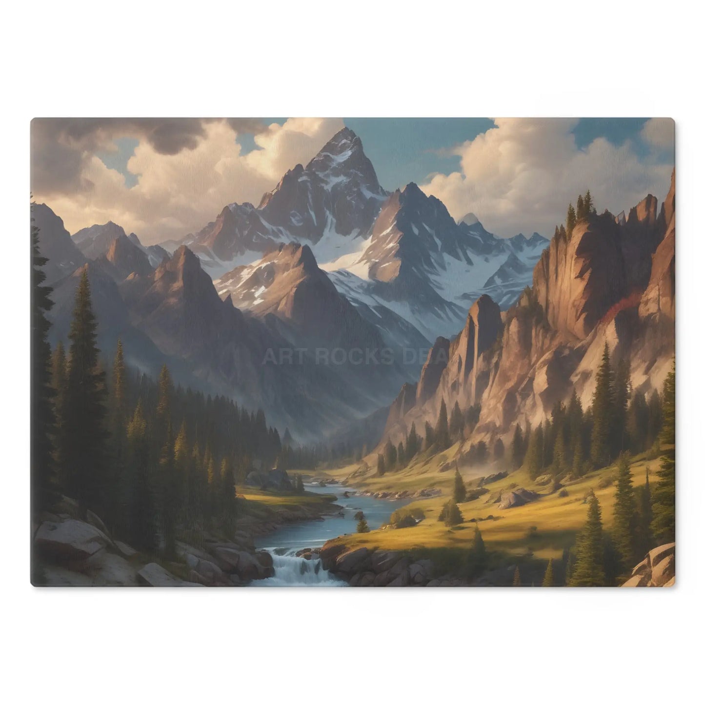 Mountain Valley Cutting Board — Scenic Alpine Landscape Charcuterie & Prep Board - Home Decor