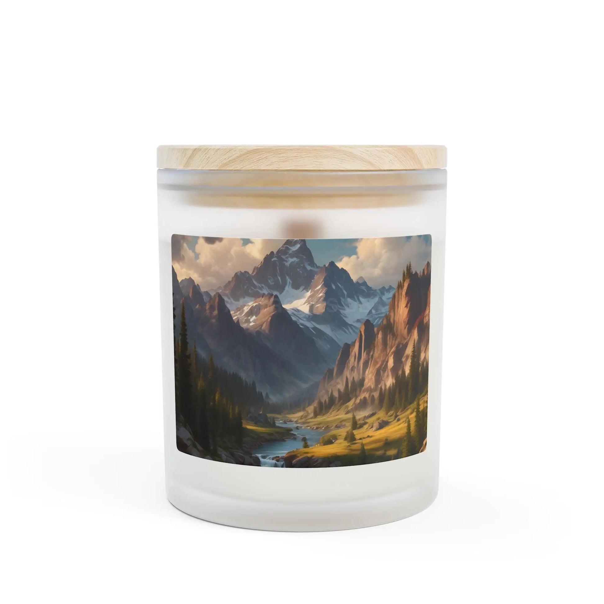Mountain Valley Frosted Glass Candle — 11oz Scenic Scented Candle - Home Decor