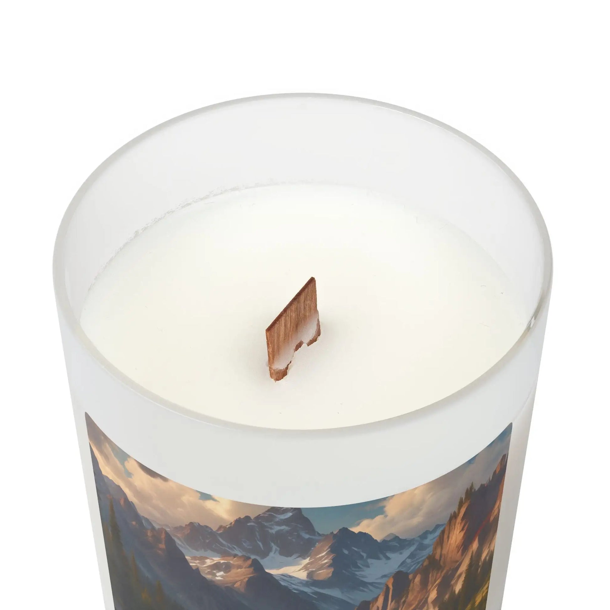 Mountain Valley Frosted Glass Candle — 11oz Scenic Scented Candle - Home Decor