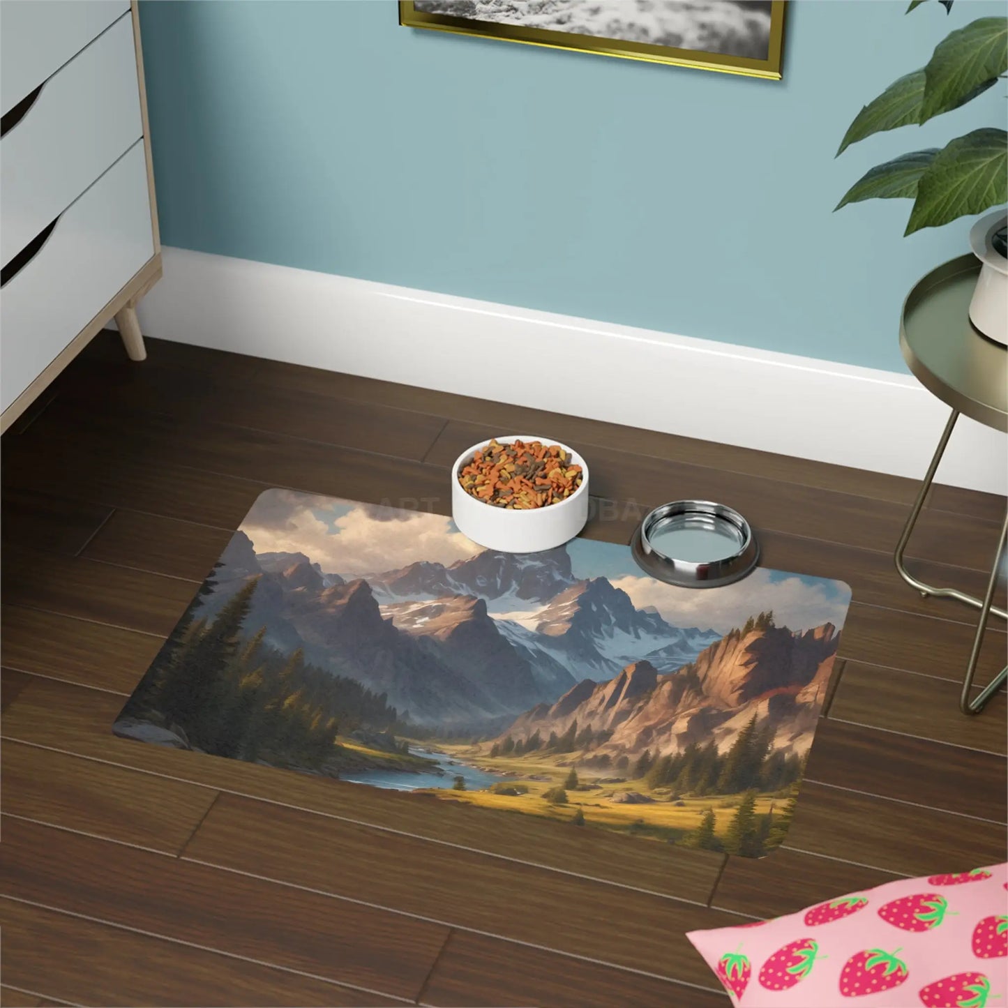 Mountain Valley Pet Food Mat — Scenic Non-Slip 12x18 Feeding Mat for Dogs & Cats - 12’’ × 18’’ / Rectangle - Pets