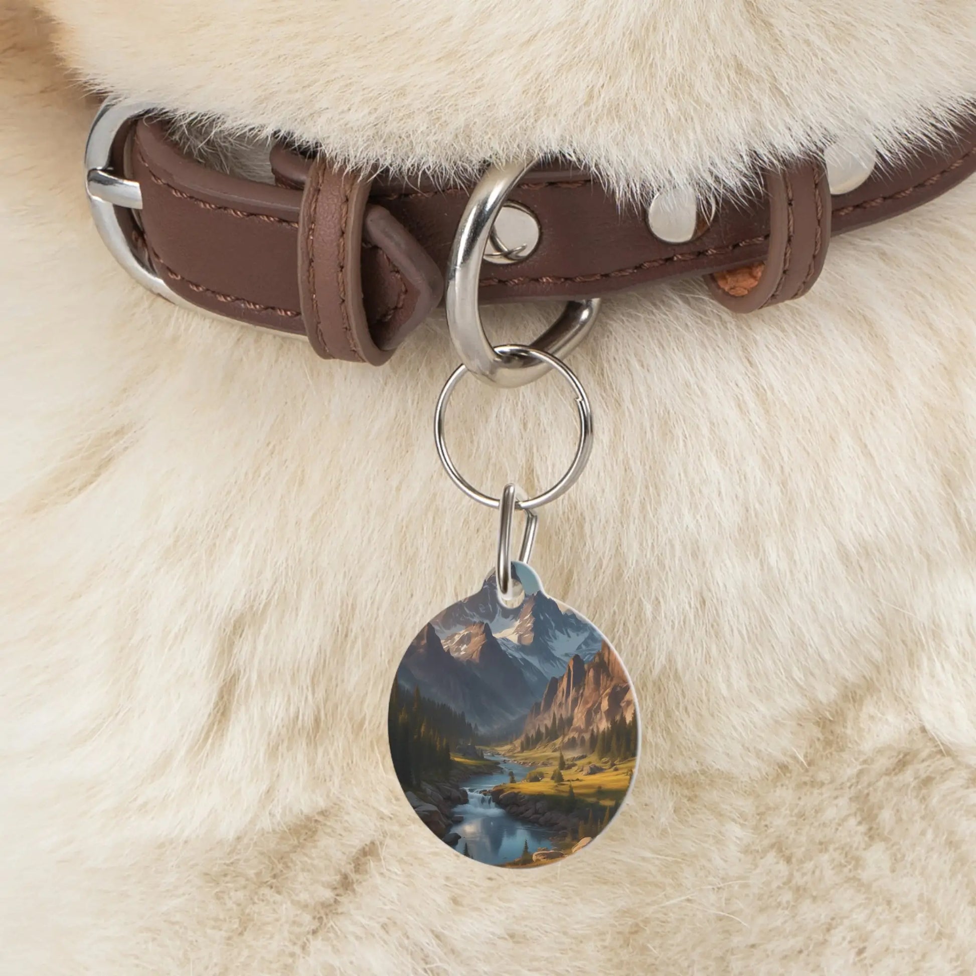 Mountain Valley Pet Tag — Scenic River Landscape Dog ID Tag - 1’’ - Pets