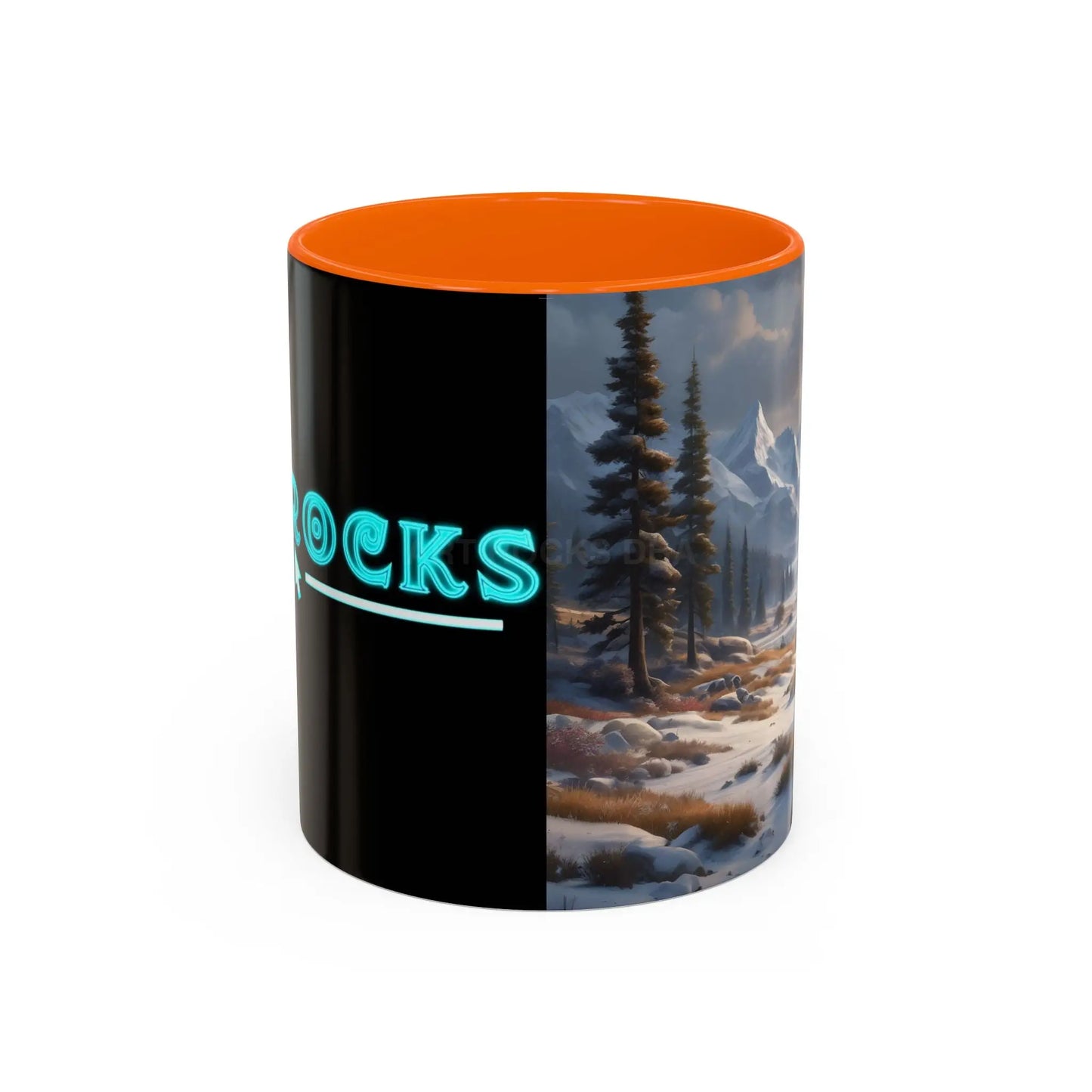 Mountain Winter Landscape Coffee Mug — Scenic Snowy Peaks Accent Mug - 11oz / Orange - Mug