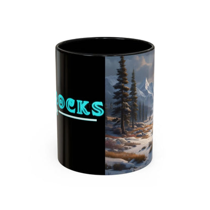 Mountain Winter Landscape Coffee Mug — Scenic Snowy Peaks Accent Mug - 11oz / Black - Mug