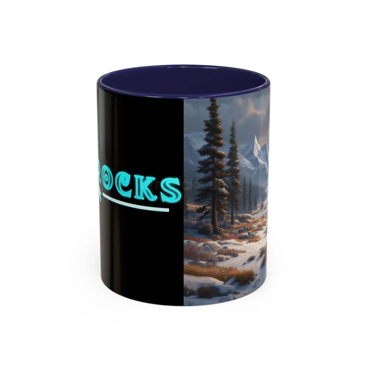 Mountain Winter Landscape Coffee Mug — Scenic Snowy Peaks Accent Mug - 11oz / Navy - Mug