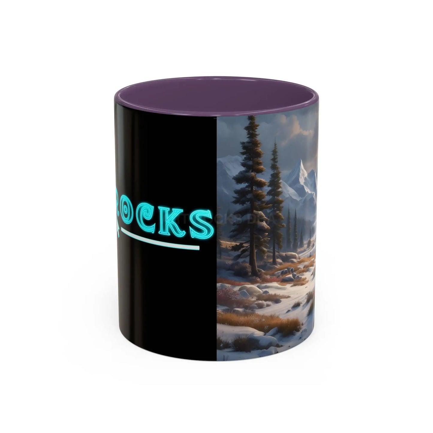 Mountain Winter Landscape Coffee Mug — Scenic Snowy Peaks Accent Mug - 11oz / Purple - Mug