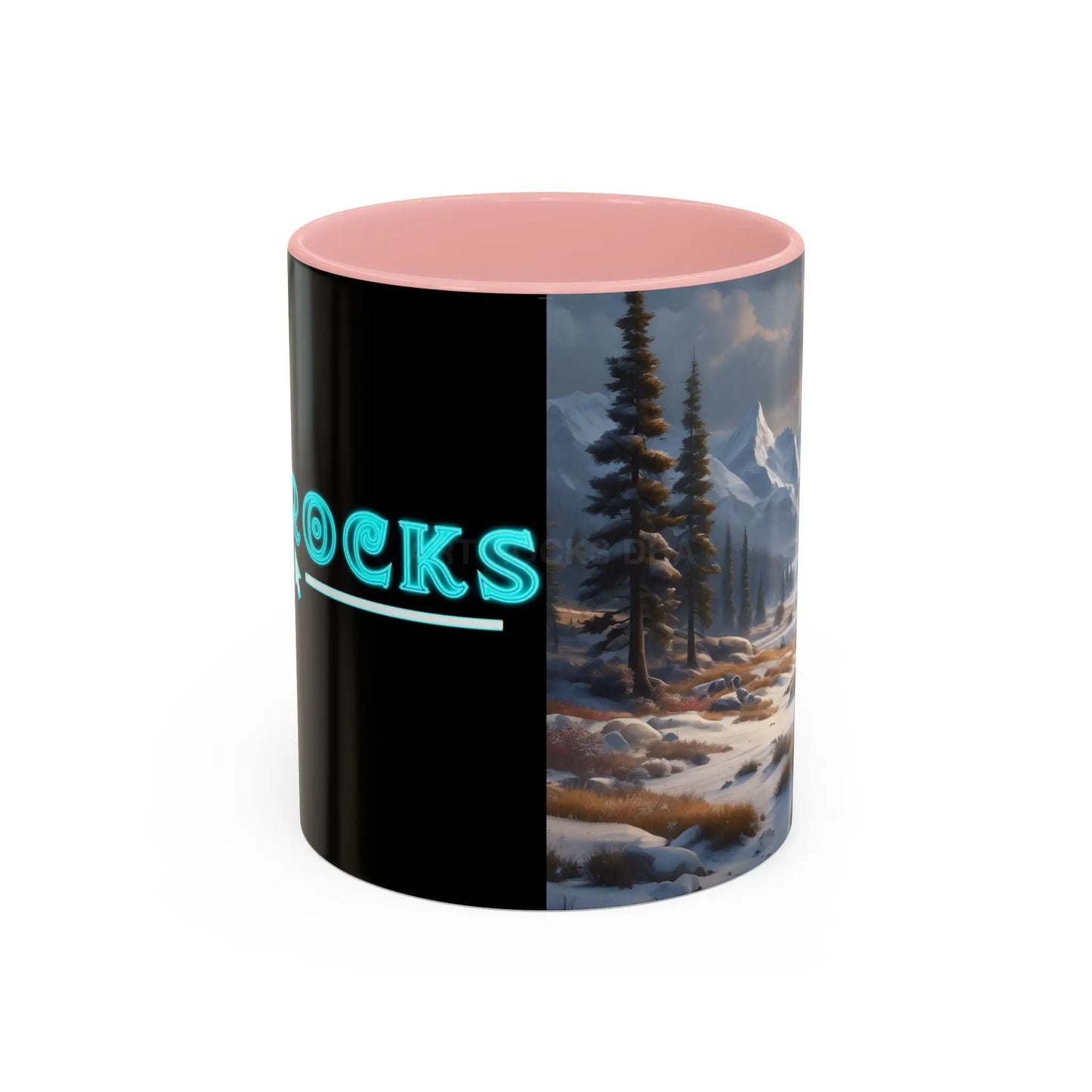 Mountain Winter Landscape Coffee Mug — Scenic Snowy Peaks Accent Mug - 11oz / Pink - Mug