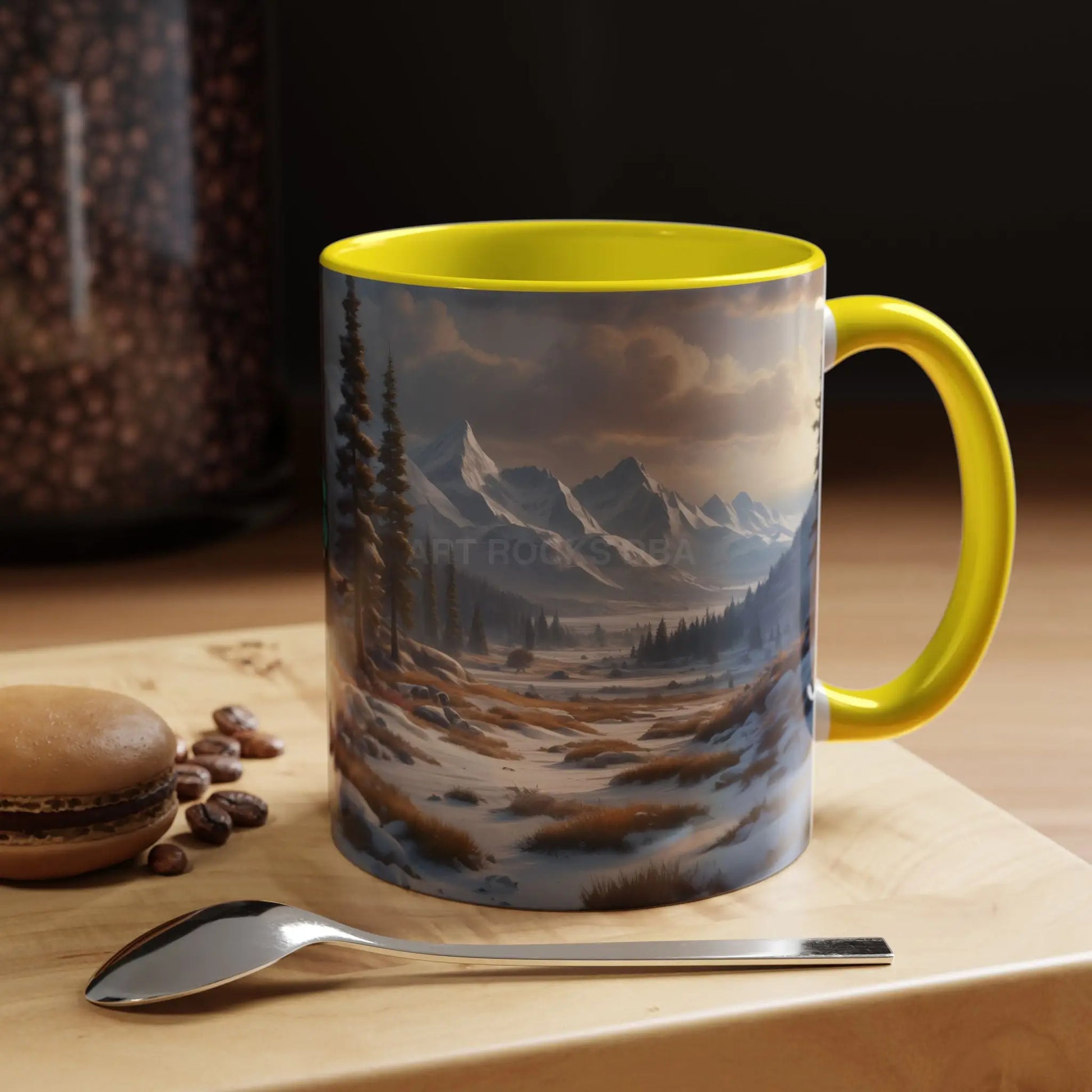 Mountain Winter Landscape Coffee Mug — Scenic Snowy Peaks Accent Mug - Mug