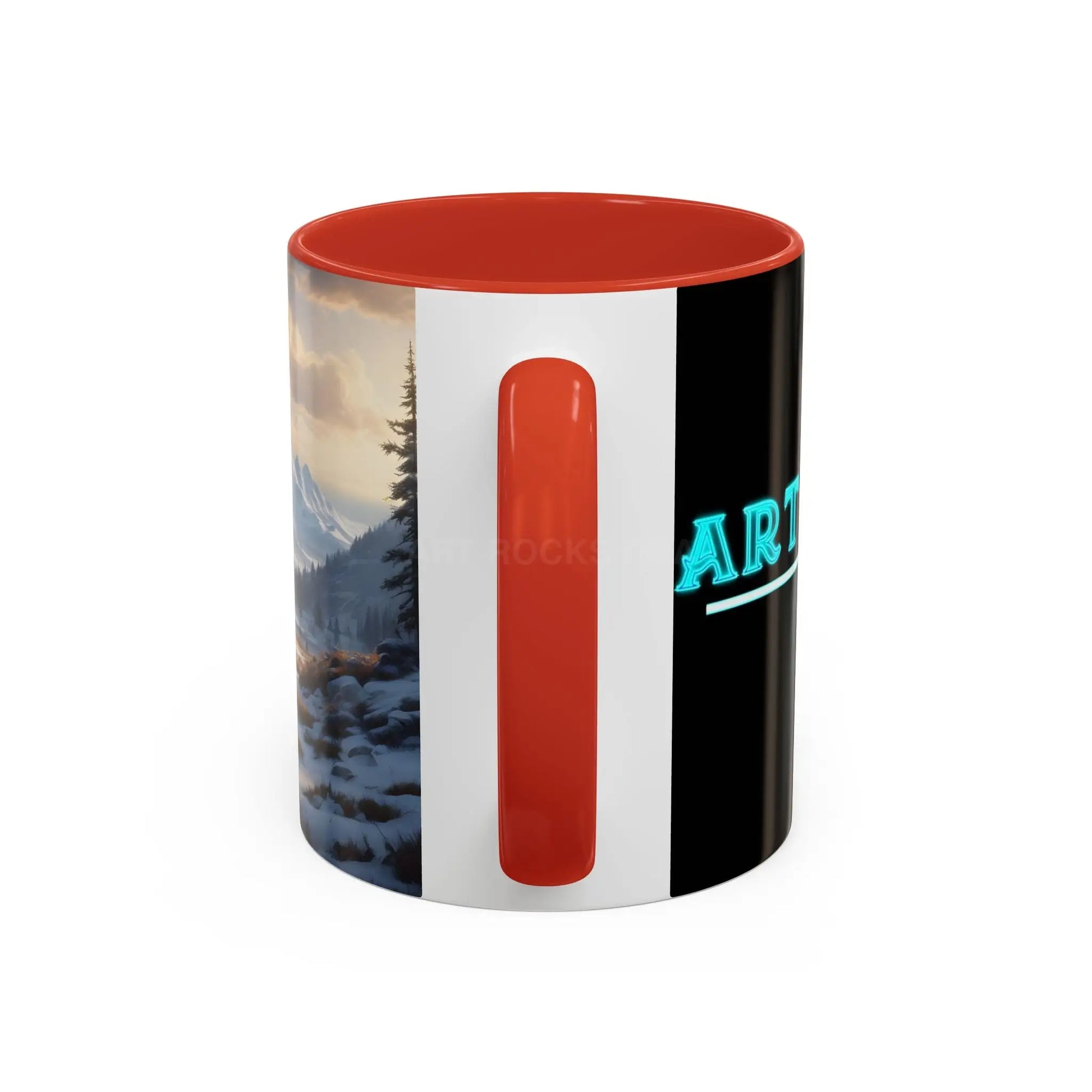 Mountain Winter Landscape Coffee Mug — Scenic Snowy Peaks Accent Mug - Mug