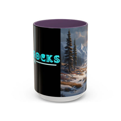 Mountain Winter Landscape Coffee Mug — Scenic Snowy Peaks Accent Mug - 15oz / Purple - Mug