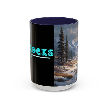 Mountain Winter Landscape Coffee Mug — Scenic Snowy Peaks Accent Mug - 15oz / Navy - Mug