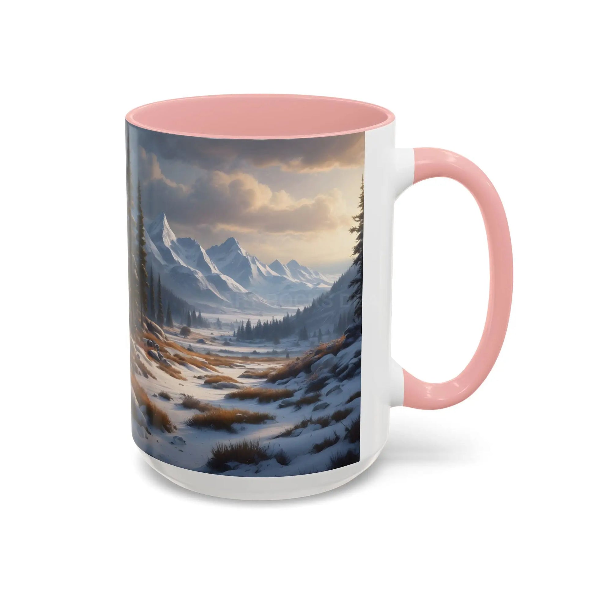 Mountain Winter Landscape Coffee Mug — Scenic Snowy Peaks Accent Mug - Mug