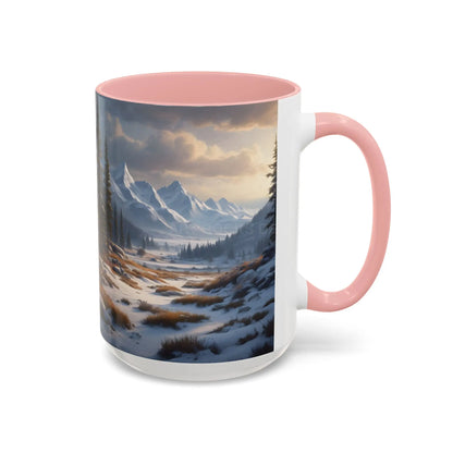 Mountain Winter Landscape Coffee Mug — Scenic Snowy Peaks Accent Mug - Mug