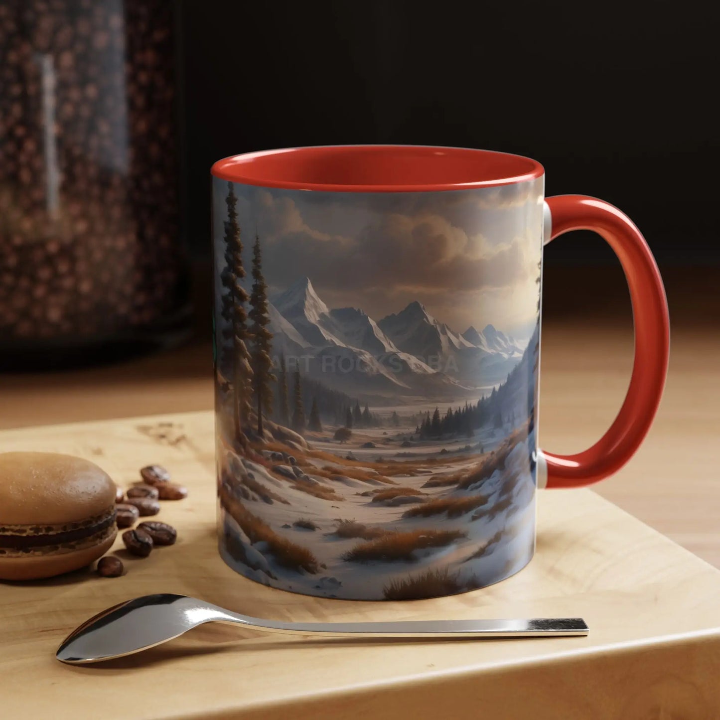 Mountain Winter Landscape Coffee Mug — Scenic Snowy Peaks Accent Mug - Mug