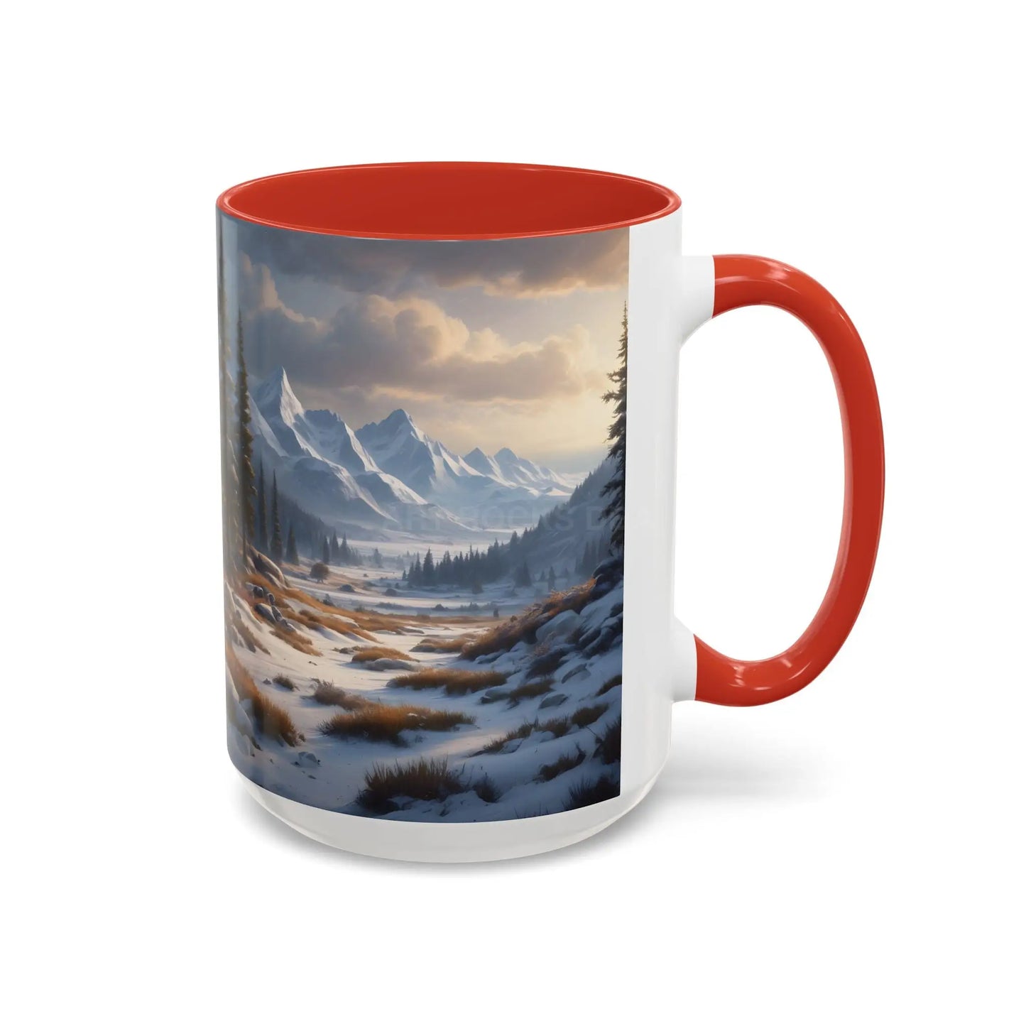 Mountain Winter Landscape Coffee Mug — Scenic Snowy Peaks Accent Mug - Mug