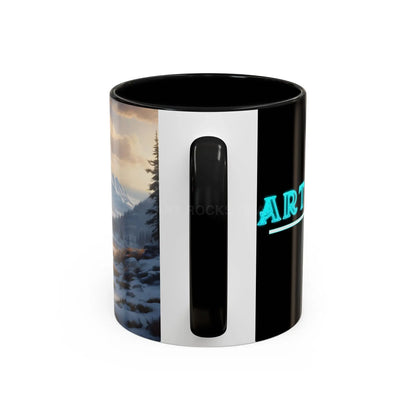 Mountain Winter Landscape Coffee Mug — Scenic Snowy Peaks Accent Mug - Mug
